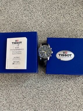 Tissot Black Dial Men’s Chronograph with Black Leather Strap